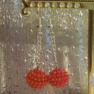 jewelry sale ... Party Earrings!!!  Red Bumpy Beads